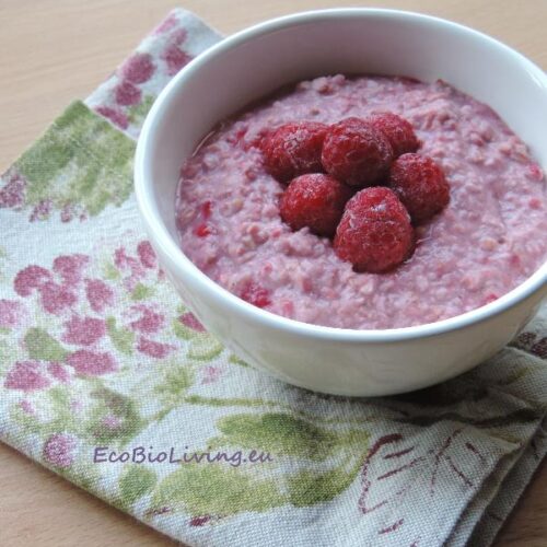Havermoutpap met frambozen - glutenvrij ontbijt recept - EcoBioLiving.eu