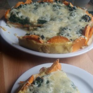 Quiche van zoete aardappel met spinazie - glutenvrije quiche